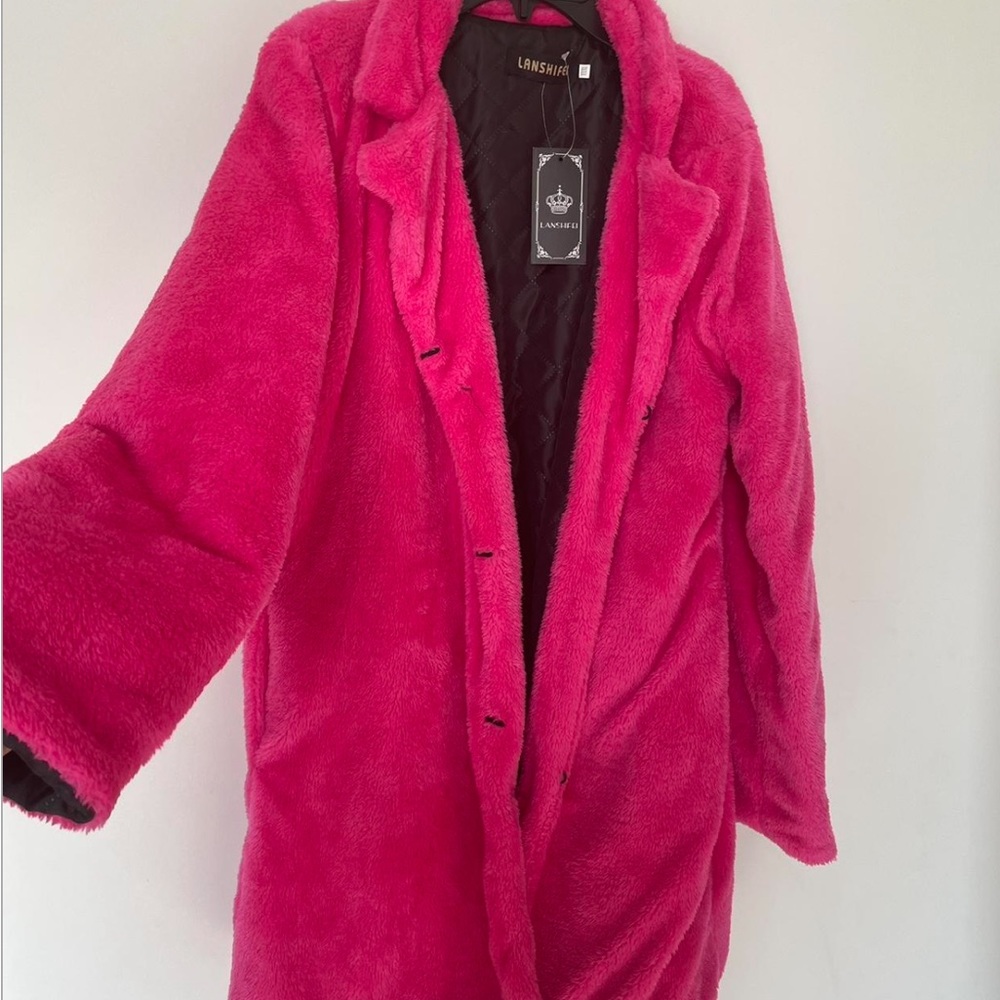 Hot Pink Fluffy Coat y2k